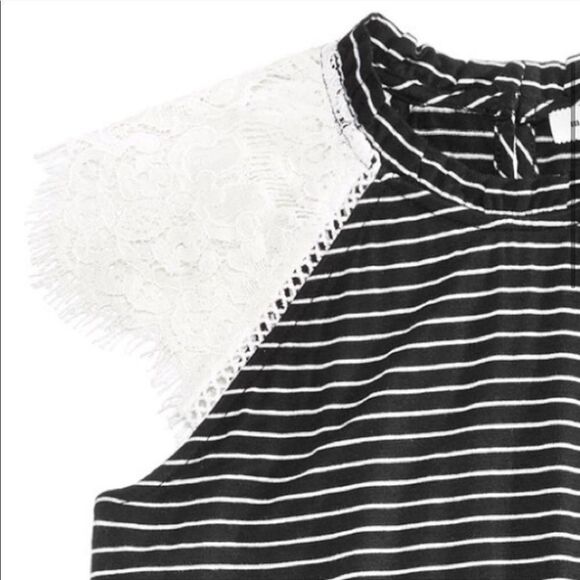 Lace sleeve stripe top - Picture 3 of 8